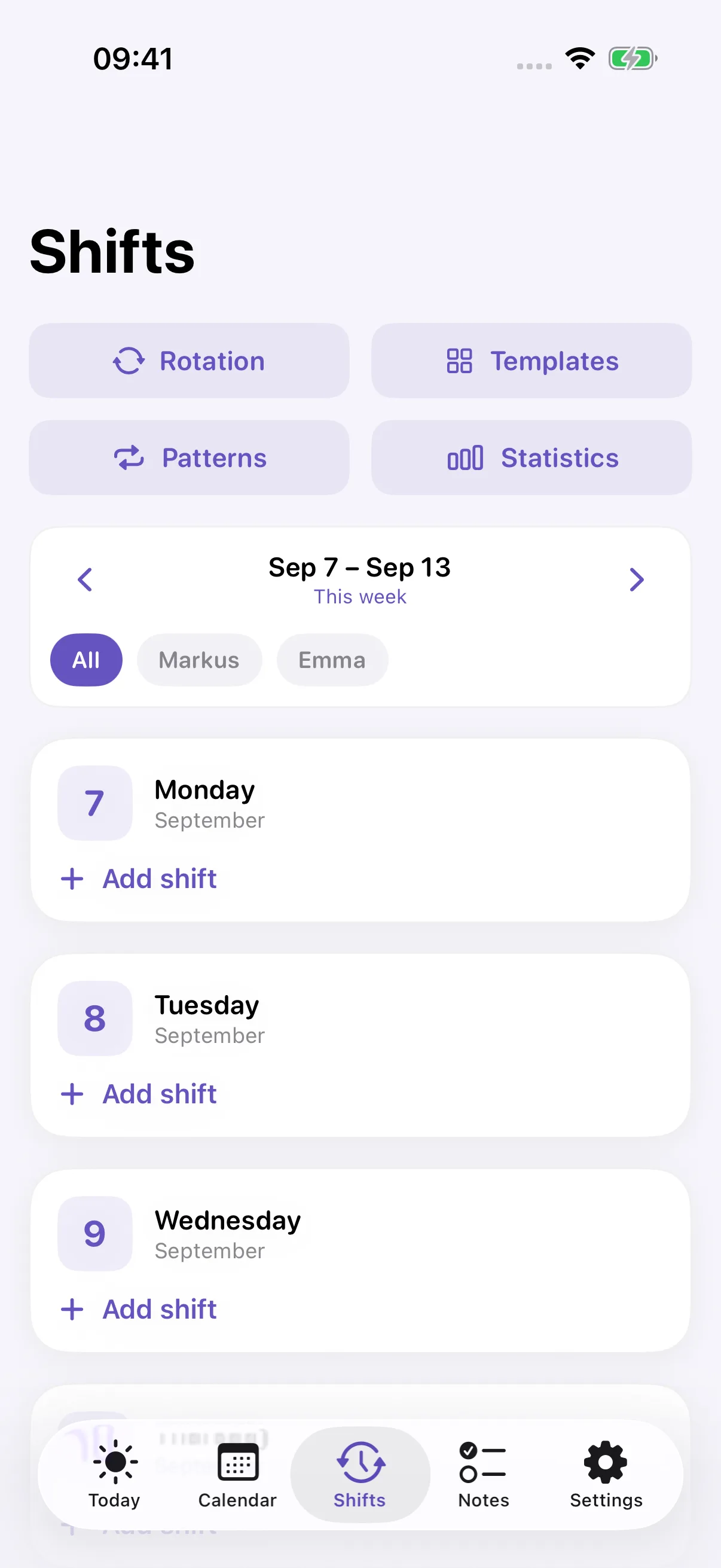 Famalio shift planner